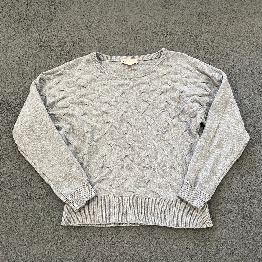 Philosophy Gray Pullover Cozy Cable Knit Sweater Crewneck Women's Size Medium